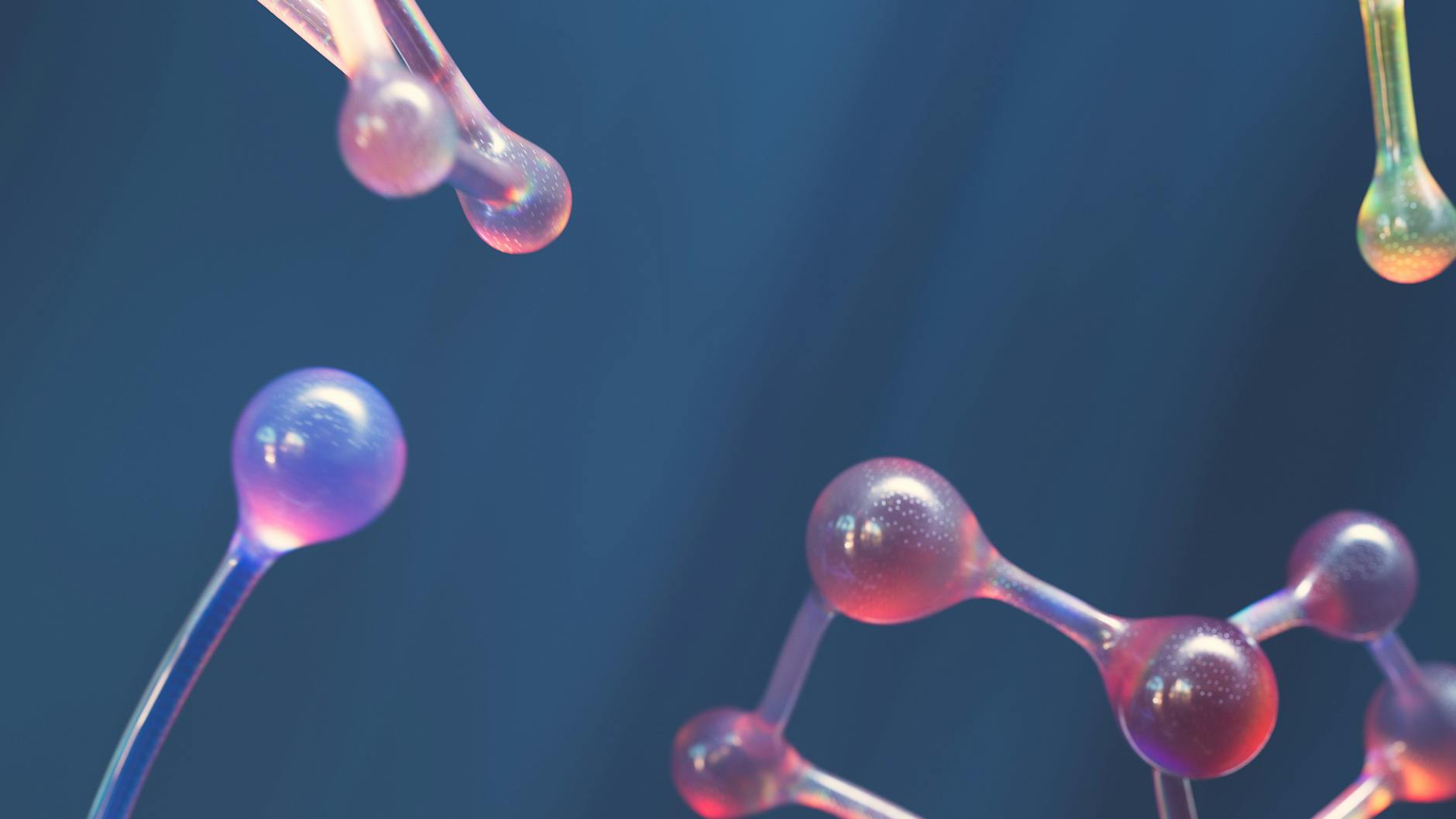 Abstract molecular structures with vibrant colors representing phospholipid membranes and neuronal connections
