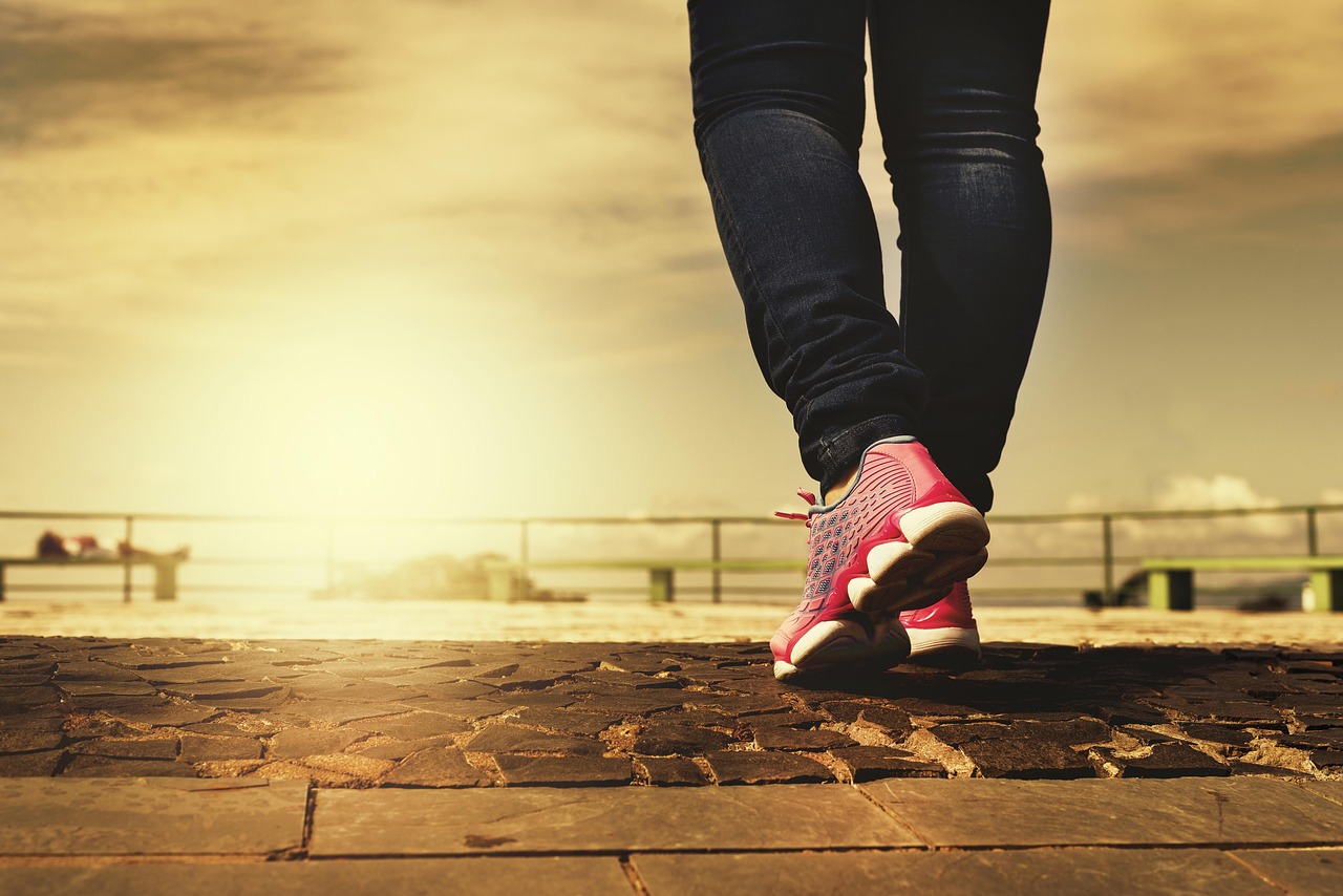 Walking shoes on a trail, a simple visual for the everyday movement habits discussed in the story.