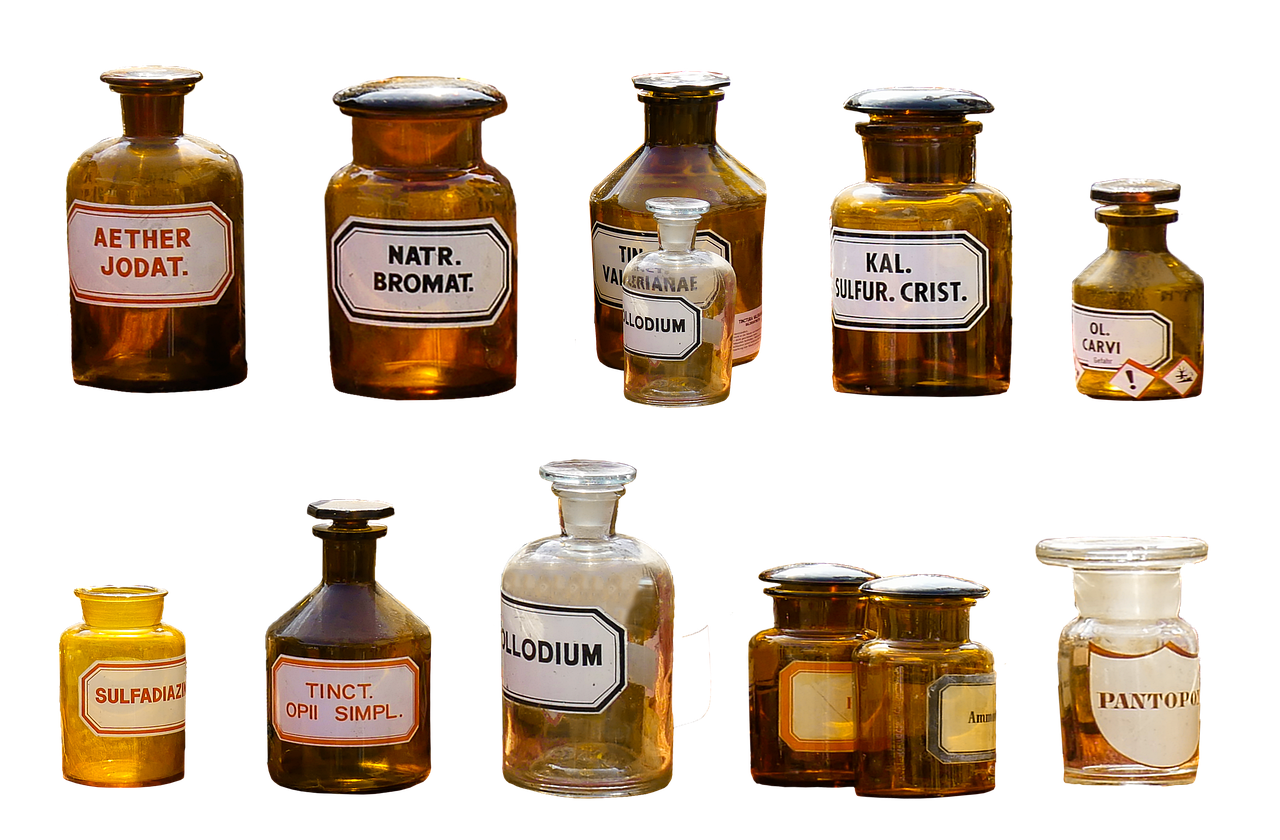 Laboratory vials and supplement science illustration