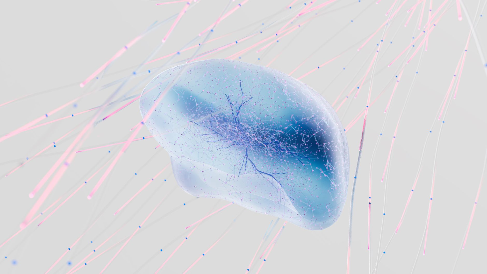 Abstract neural network illustration representing hormone-sensitive maternal brain circuits